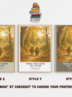 Frog and Toad All Year book cover print in frame leaning in hallway – childrens wall art