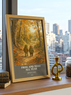 Frog and Toad All Year book cover print framed by window – literary home decor