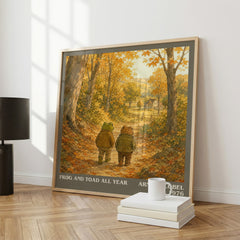 Frog and Toad All Year literary print framed by window – literary home decor