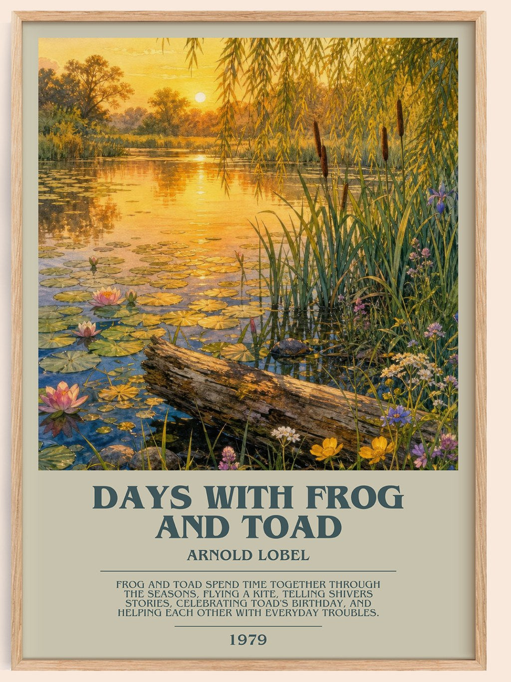 Days With Frog and Toad bookish book poster by Arnold Lobel – framed literary art print