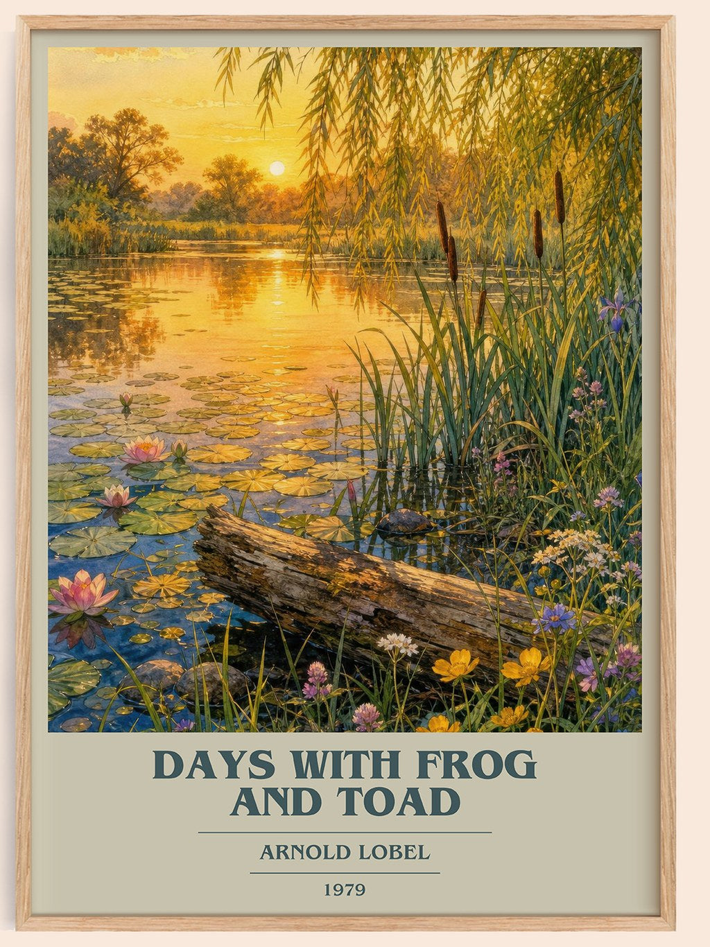 Days With Frog and Toad book cover book poster by Arnold Lobel – framed literary art print