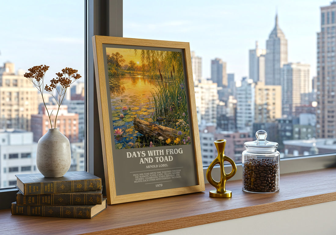 Days With Frog and Toad bookish print framed by window – literary home decor