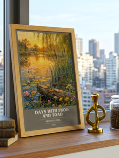 Days With Frog and Toad book cover print framed by window – literary home decor