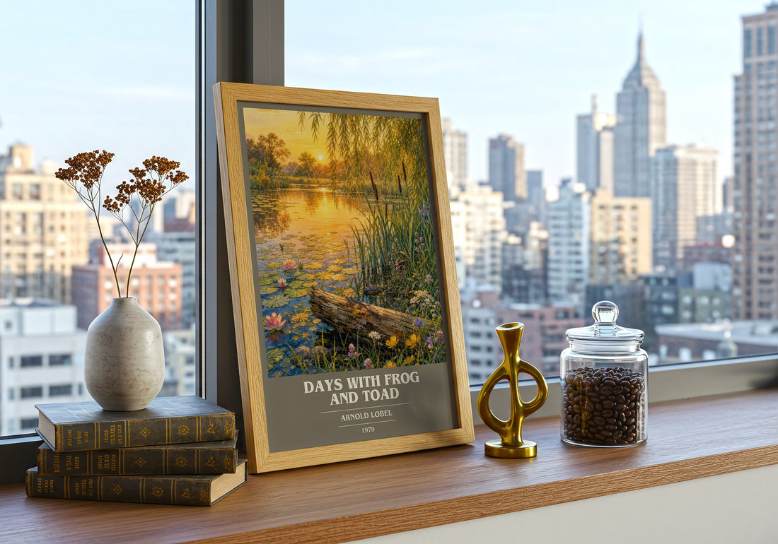Days With Frog and Toad book cover print framed by window – literary home decor