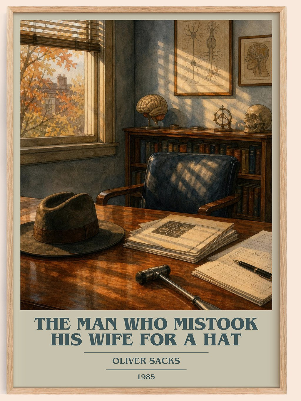 The Man Who Mistook His Wife for a Hat book cover book poster by Oliver Sacks – framed literary art print