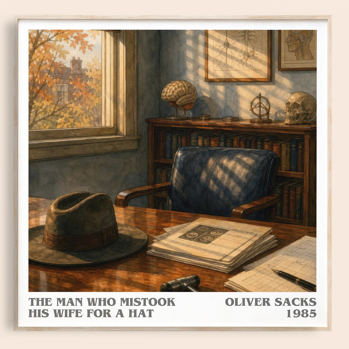 The Man Who Mistook His Wife for a Hat literary book poster by Oliver Sacks – framed literary art print