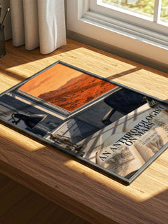 An Anthropologist on Mars watercolour book poster framed on wall – non fiction wall art