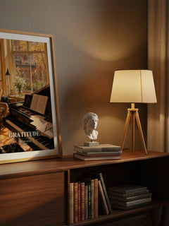 Gratitude watercolour print on bookshelf – Oliver Sacks fan gift