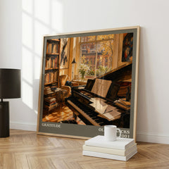 Gratitude literary print framed by window – literary home decor