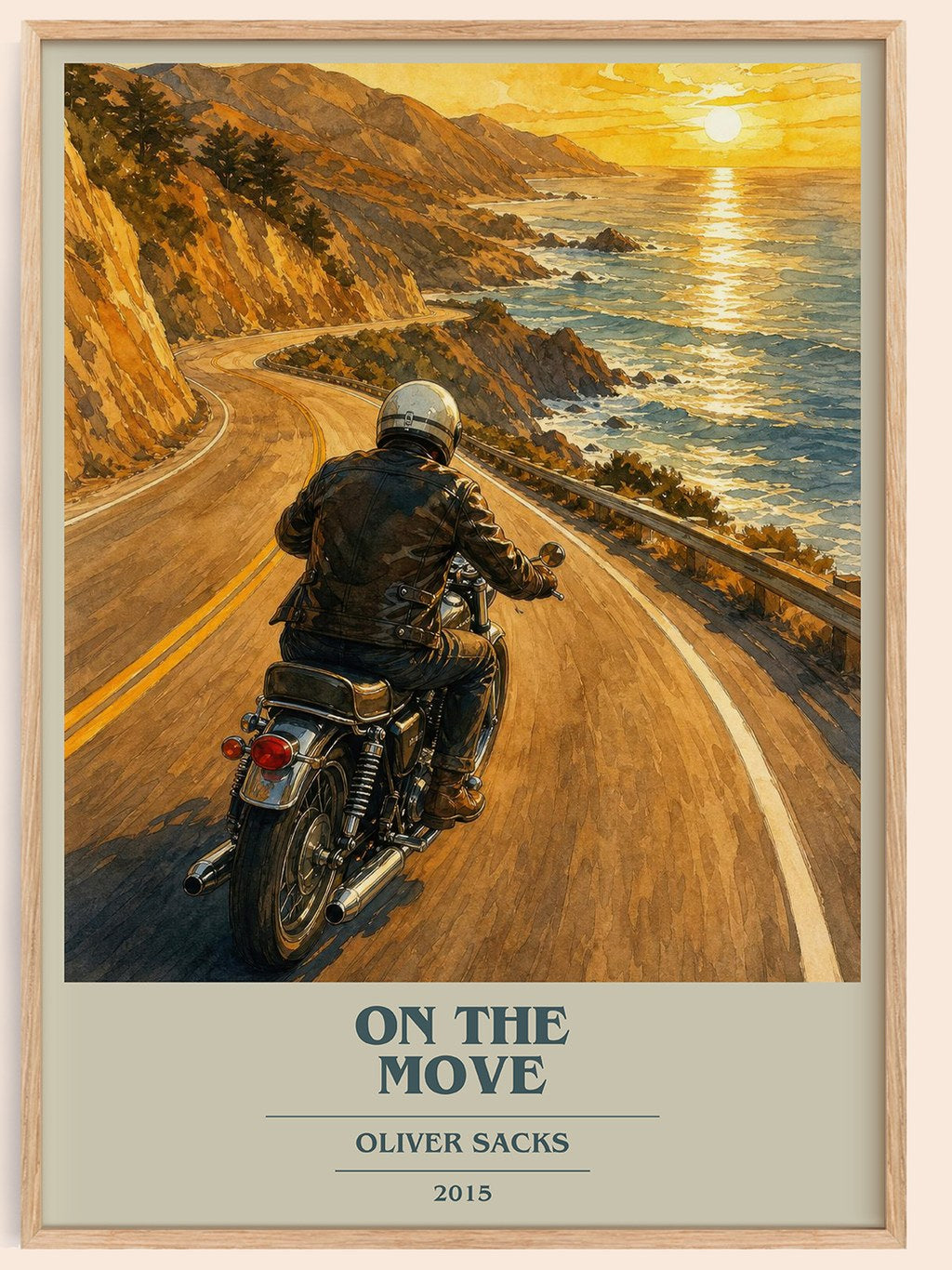 On the Move book cover book poster by Oliver Sacks – framed literary art print