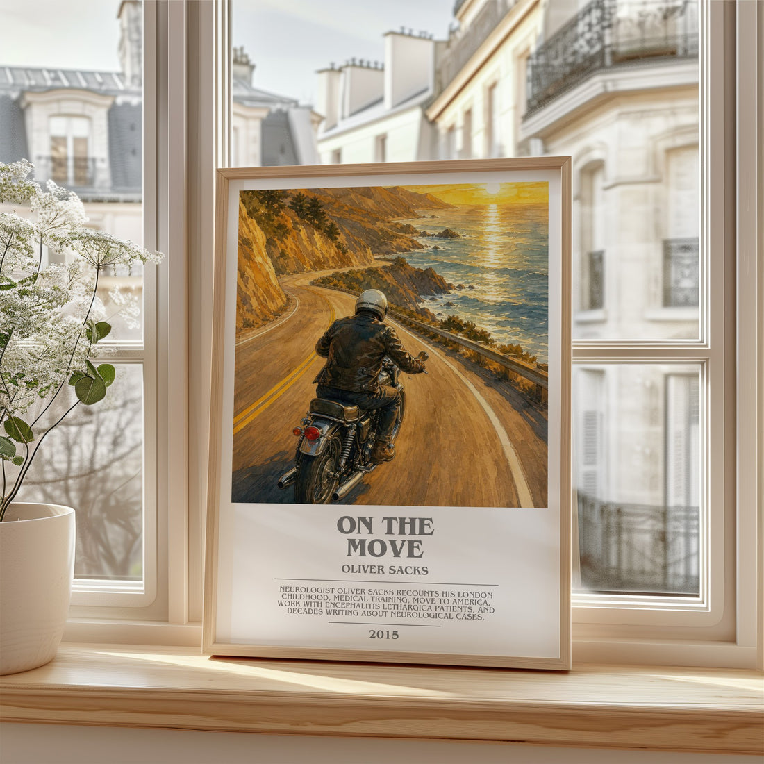 On the Move bookish poster colour and style options – Oliver Sacks book art