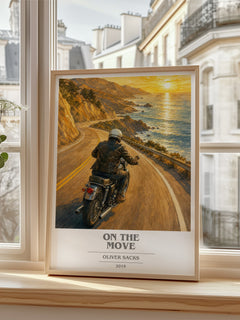 On the Move book cover poster colour and style options – Oliver Sacks book art