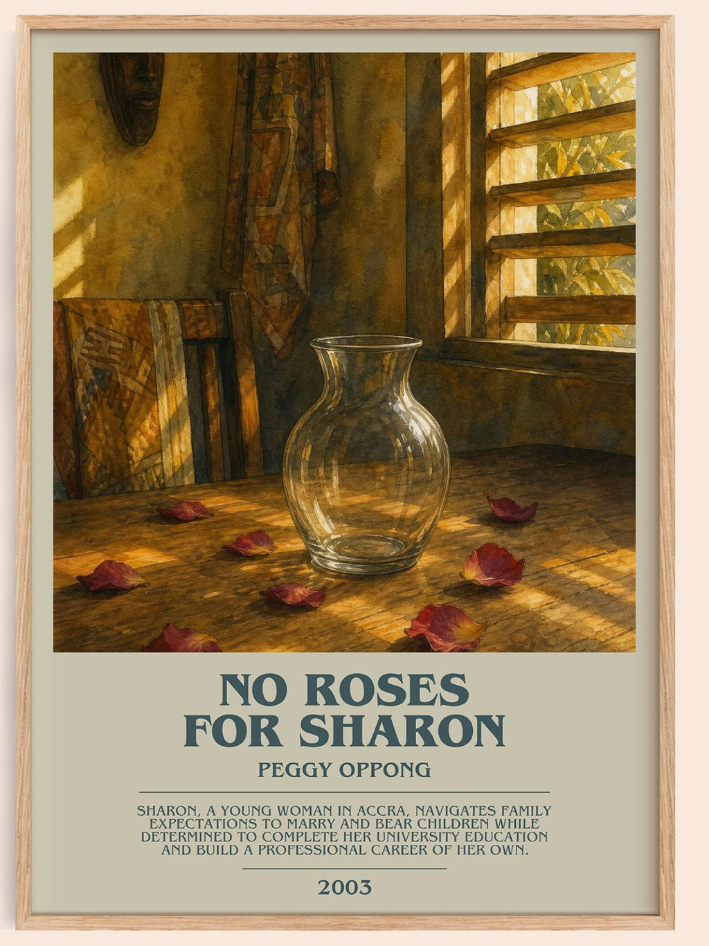 No Roses For Sharon bookish book poster by Peggy Oppong – framed literary art print