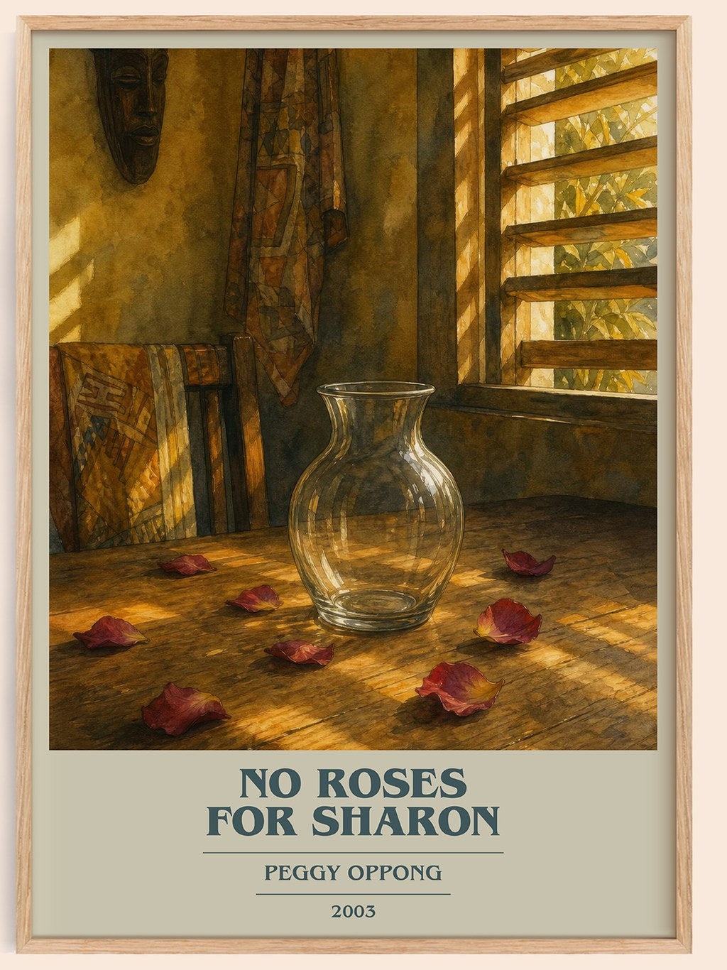 No Roses For Sharon book cover book poster by Peggy Oppong – framed literary art print