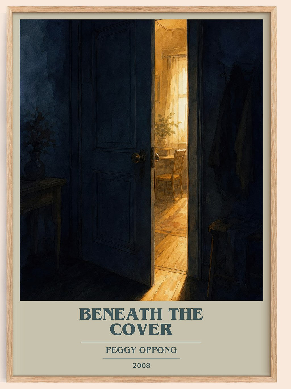 Beneath the cover book cover book poster by Peggy Oppong – framed literary art print