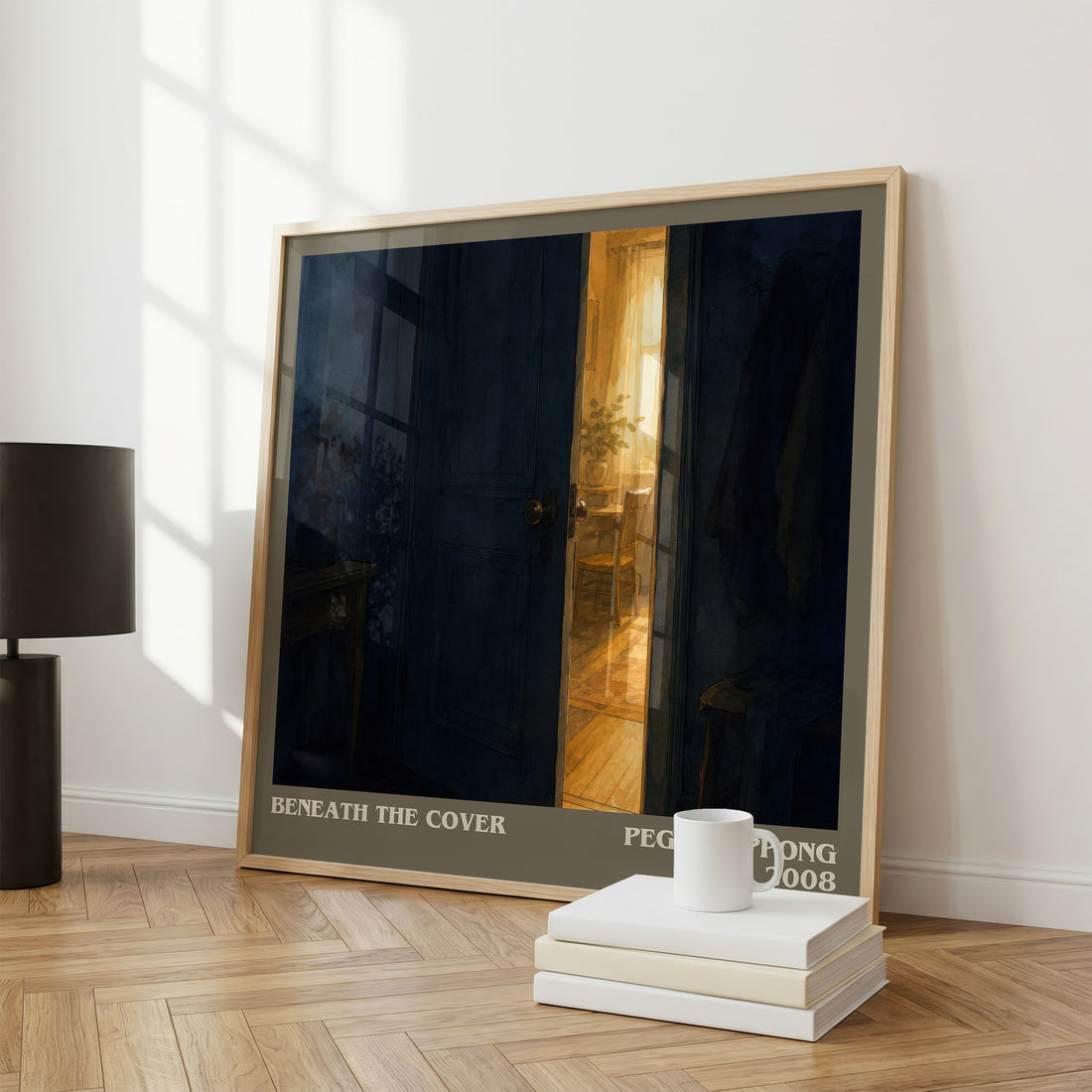 Beneath the cover literary print framed by window – literary home decor