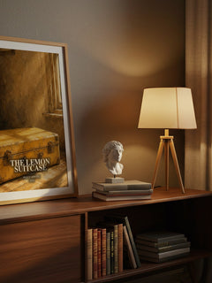 The lemon suitcase watercolour print on bookshelf – Peggy Oppong fan gift