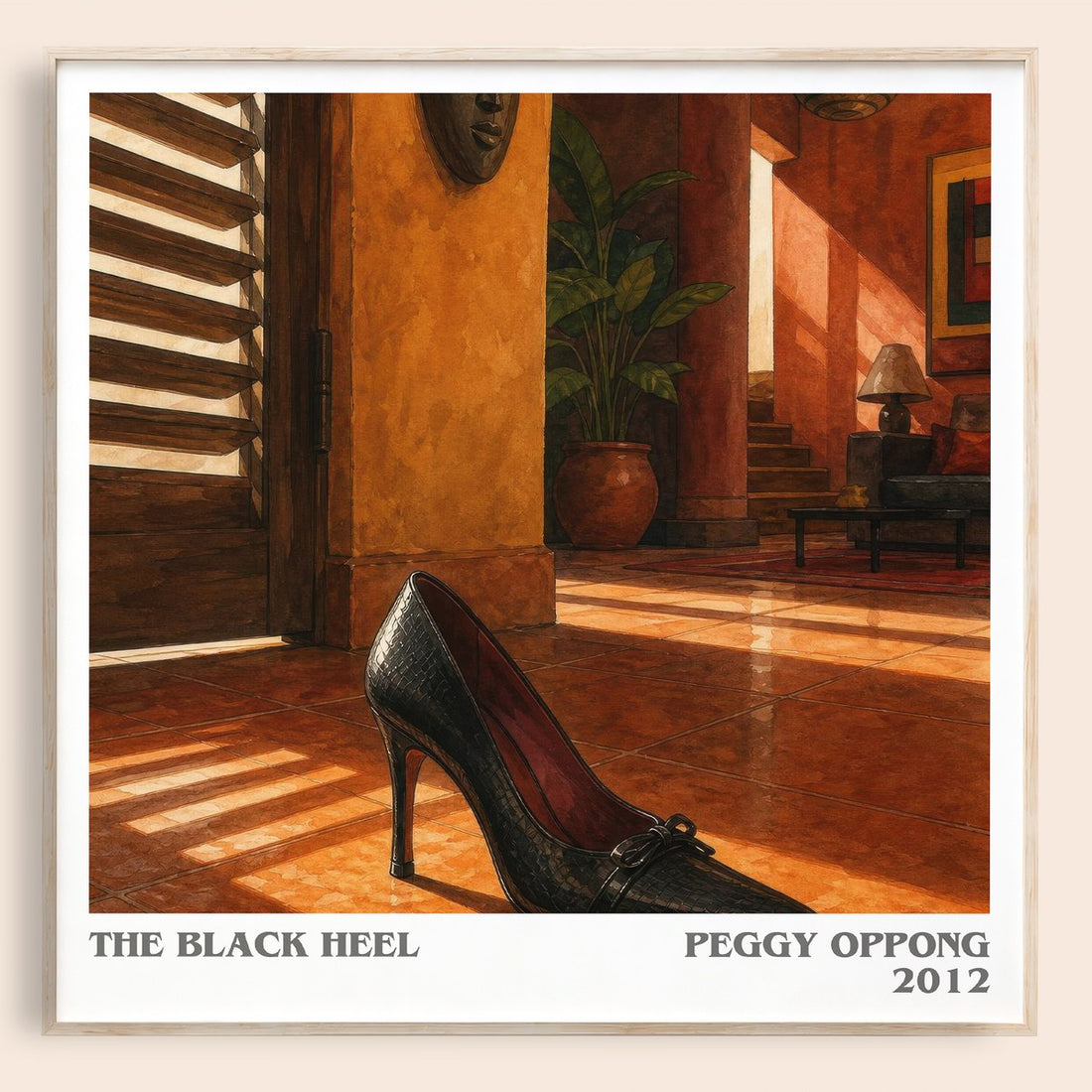 The black heel literary book poster by Peggy Oppong – framed literary art print