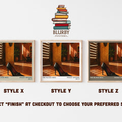 The black heel literary print in frame leaning in hallway – literary fiction wall art
