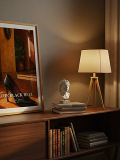 The black heel watercolour print on bookshelf – Peggy Oppong fan gift