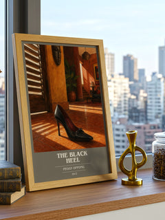 The black heel book cover print framed by window – literary home decor