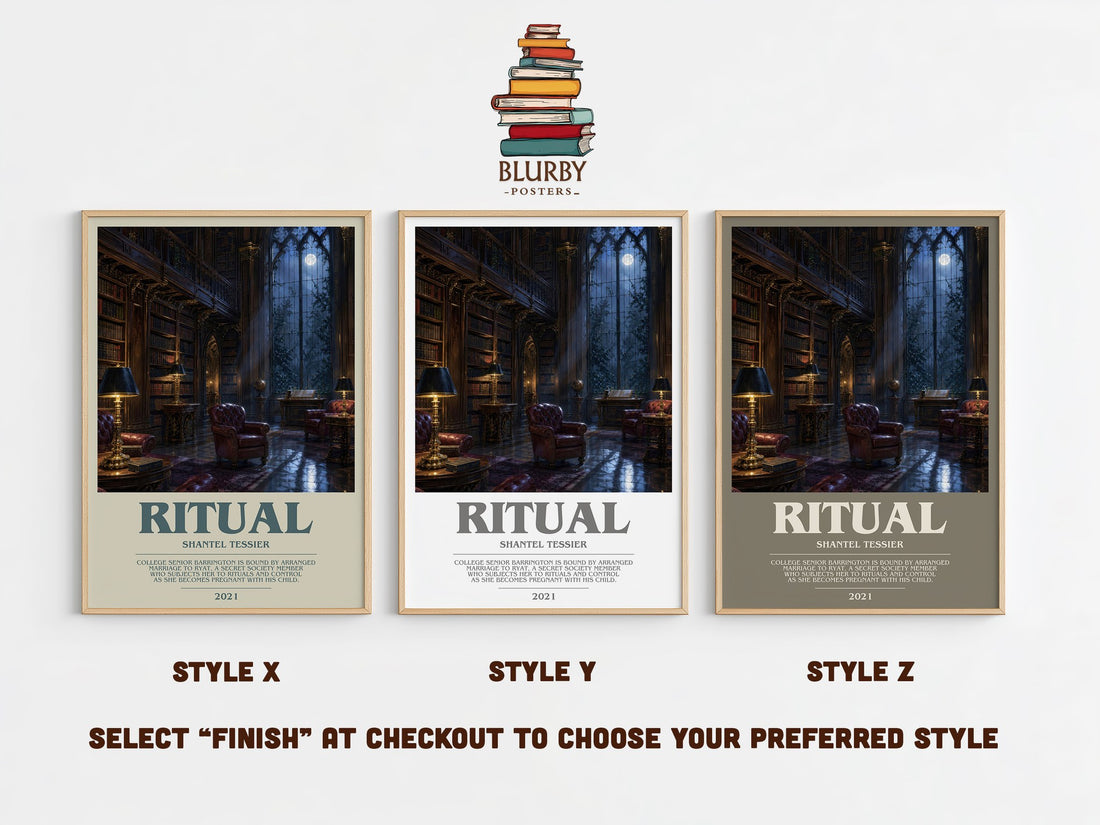Ritual bookish print in frame leaning in hallway – romance wall art (mockup)