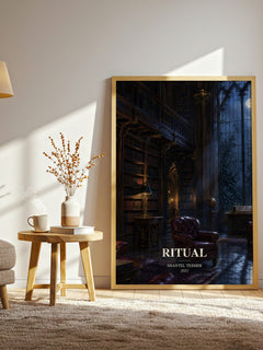 Ritual watercolour print in frame leaning in hallway – romance wall art
