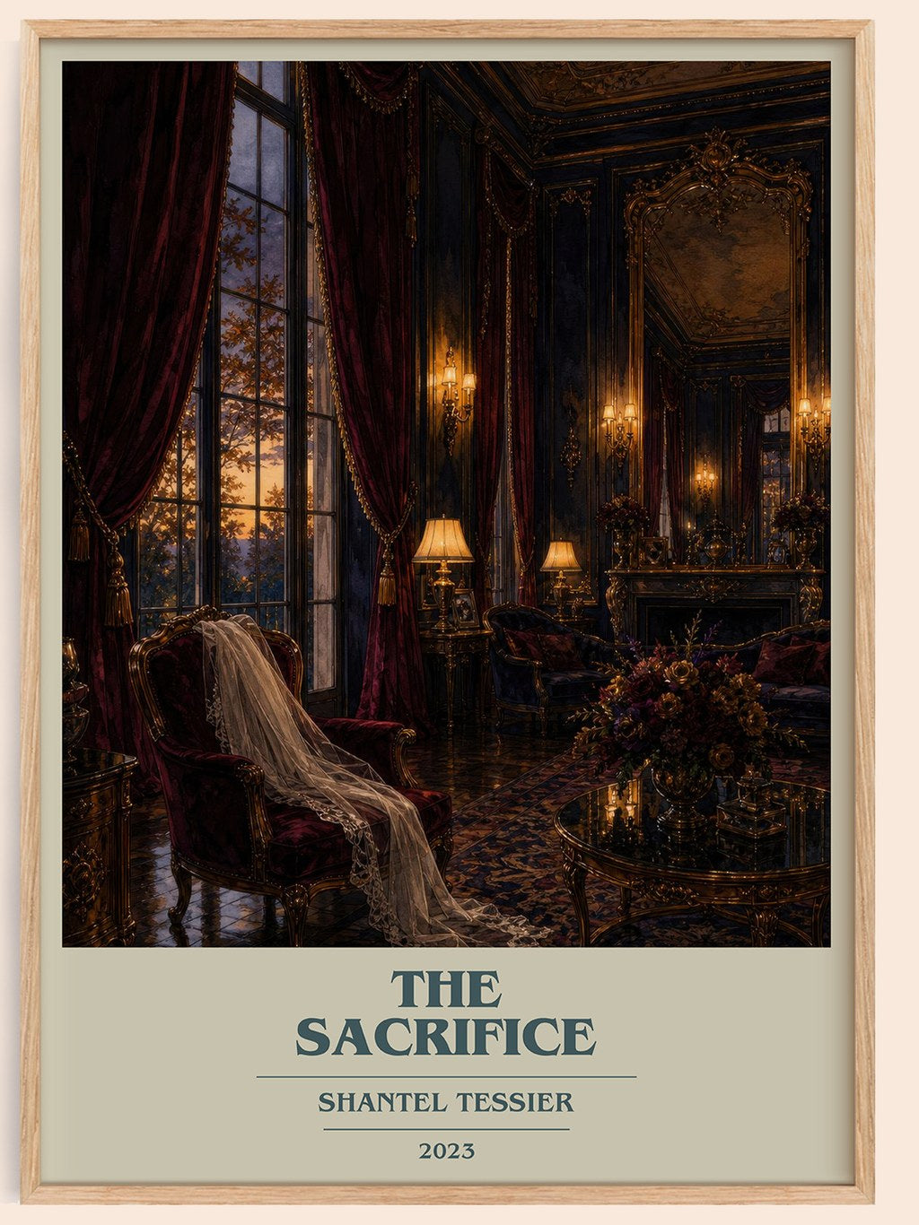 The Sacrifice book cover book poster by Shantel Tessier – framed literary art print