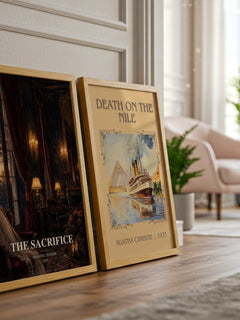 The Sacrifice watercolour print framed by window – literary home decor