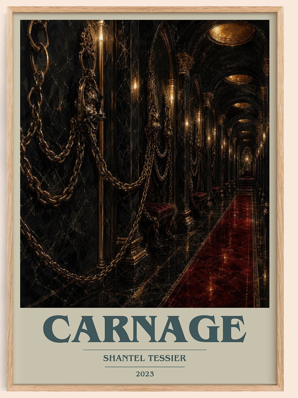 Carnage book cover book poster by Shantel Tessier – framed literary art print