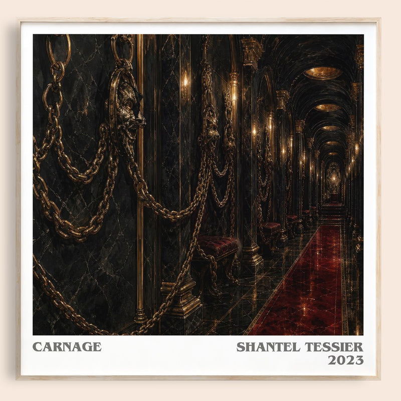Carnage literary book poster by Shantel Tessier – framed literary art print