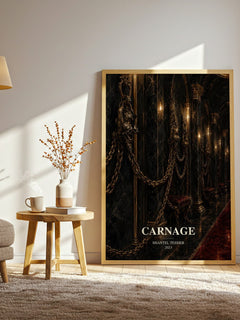 Carnage watercolour print in frame leaning in hallway – romance wall art