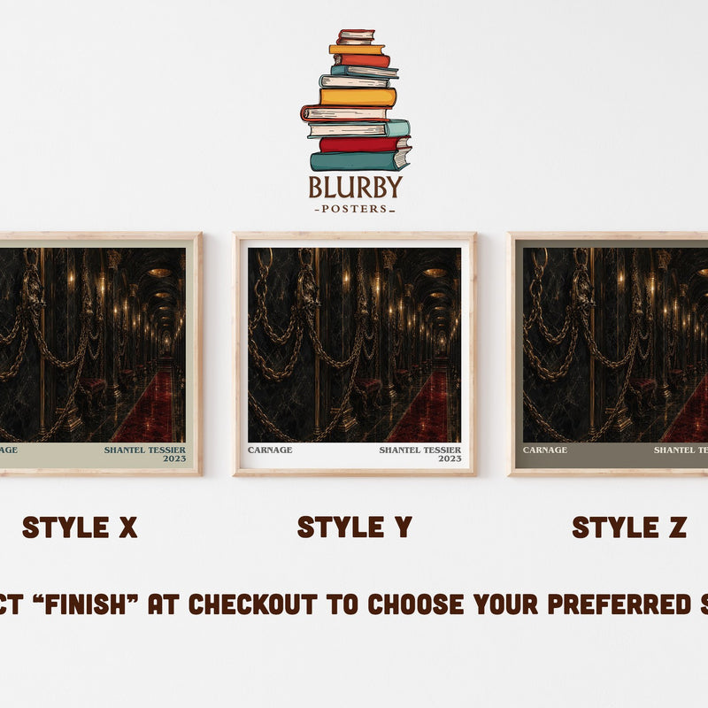 Carnage literary print in frame leaning in hallway – romance wall art