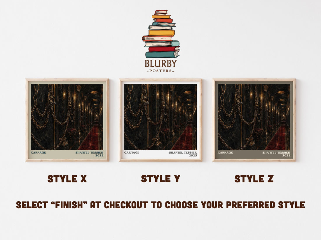 Carnage literary print in frame leaning in hallway – romance wall art (mockup)