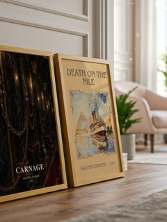 Carnage watercolour print framed by window – literary home decor
