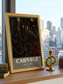 Carnage book cover print framed by window – literary home decor