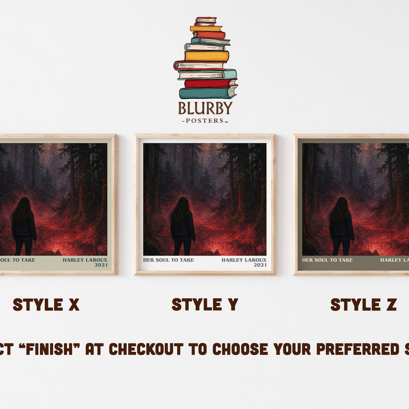 Her Soul to Take literary print in frame leaning in hallway – romance wall art