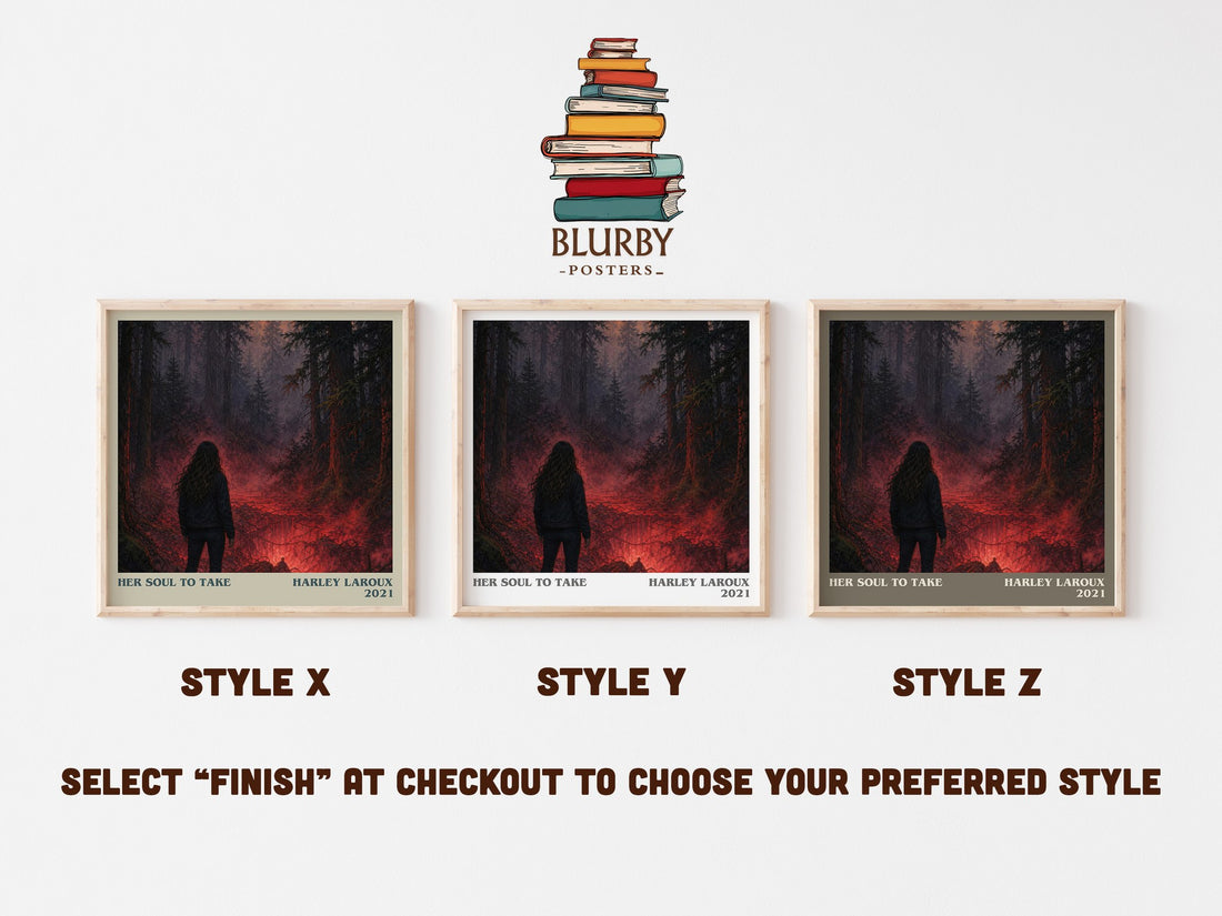 Her Soul to Take literary print in frame leaning in hallway – romance wall art (mockup)