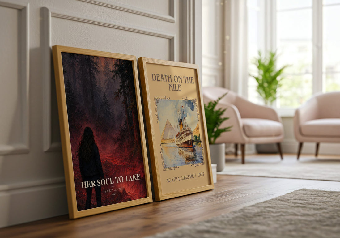 Her Soul to Take watercolour print framed by window – literary home decor
