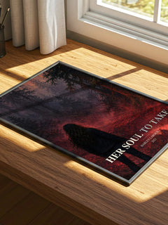 Her Soul to Take watercolour book poster framed on wall – romance wall art