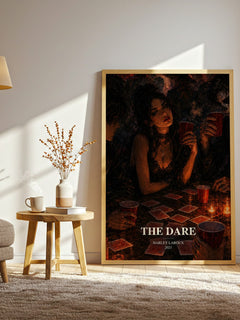 The Dare watercolour print in frame leaning in hallway – romance wall art