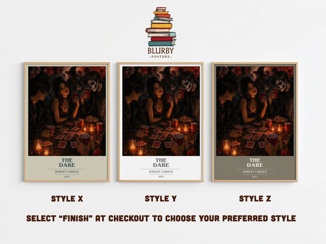 The Dare book cover print in frame leaning in hallway – romance wall art (mockup)