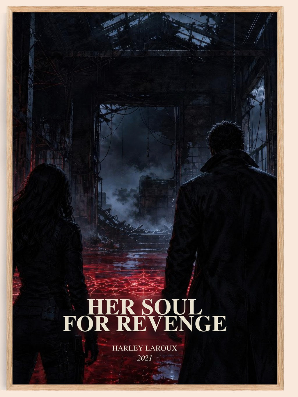 Her Soul for Revenge watercolour book poster by Harley Laroux – framed literary art print