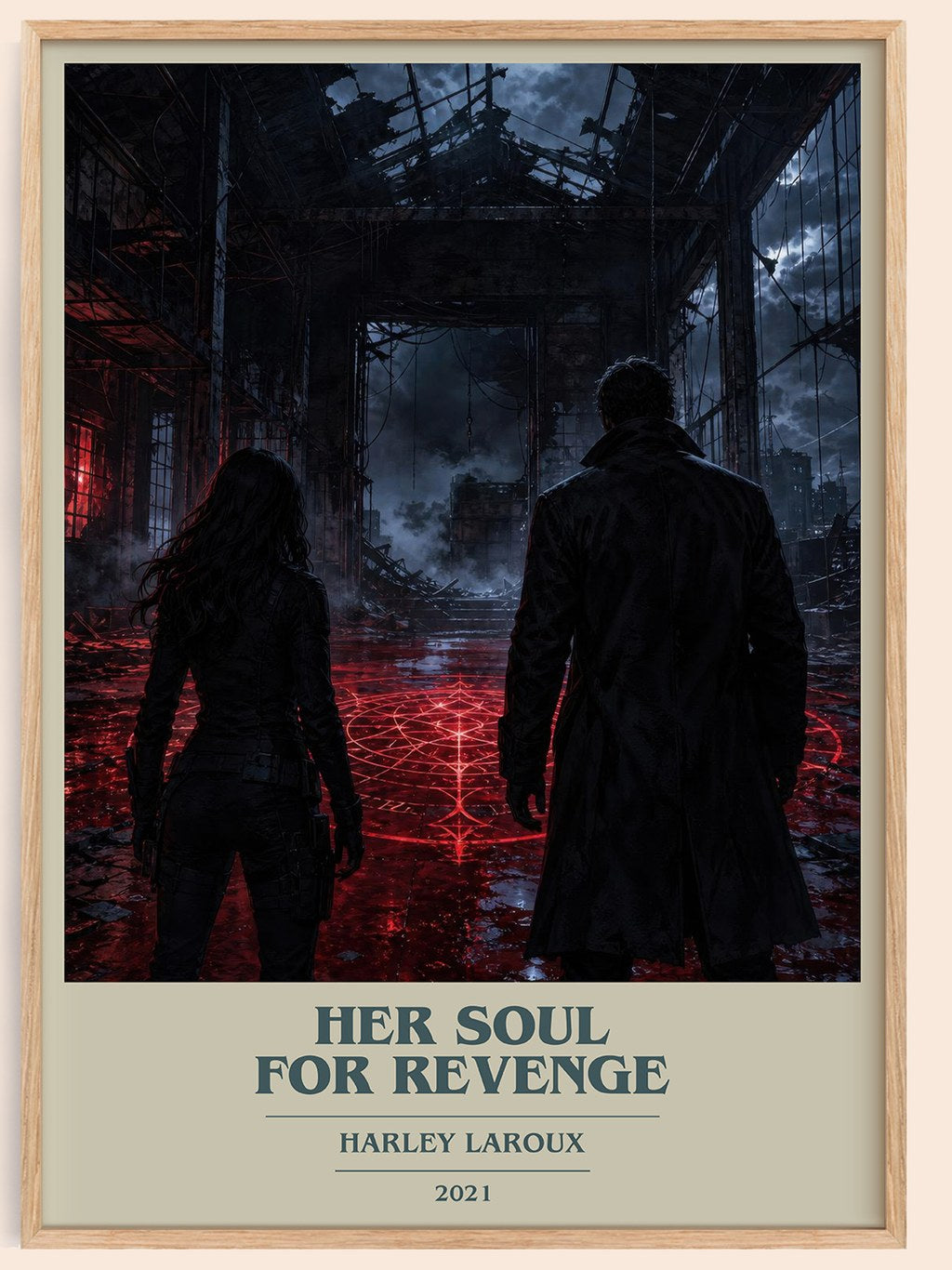 Her Soul for Revenge book cover book poster by Harley Laroux – framed literary art print