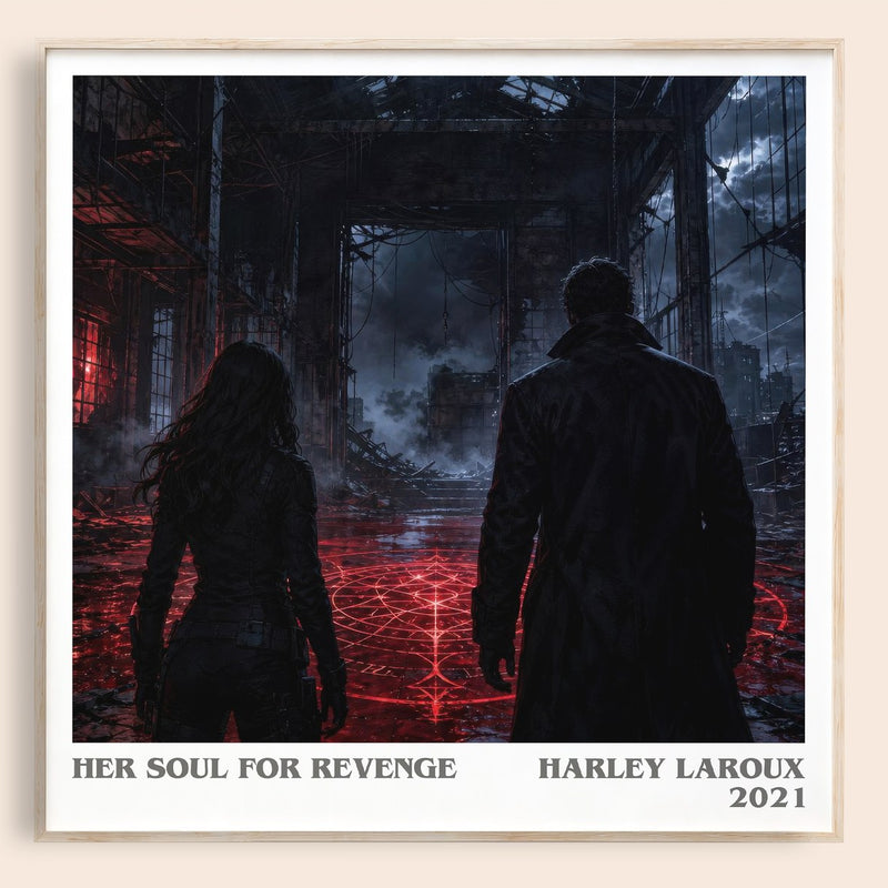 Her Soul for Revenge literary book poster by Harley Laroux – framed literary art print