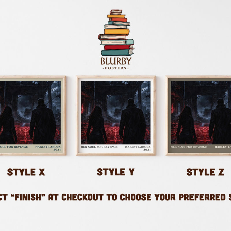 Her Soul for Revenge literary print in frame leaning in hallway – romance wall art