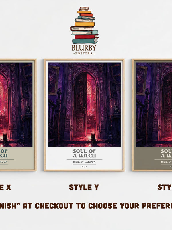 Soul of a Witch book cover print in frame leaning in hallway – romance wall art