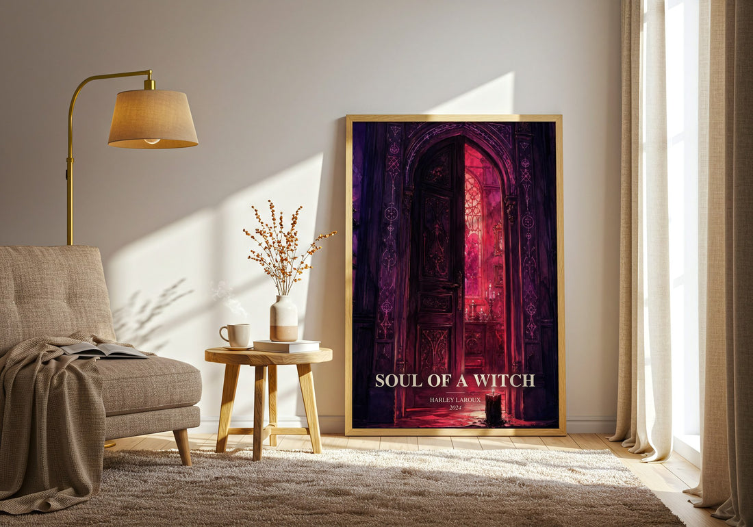 Soul of a Witch watercolour print in frame leaning in hallway – romance wall art