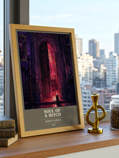 Soul of a Witch book cover print framed by window – literary home decor