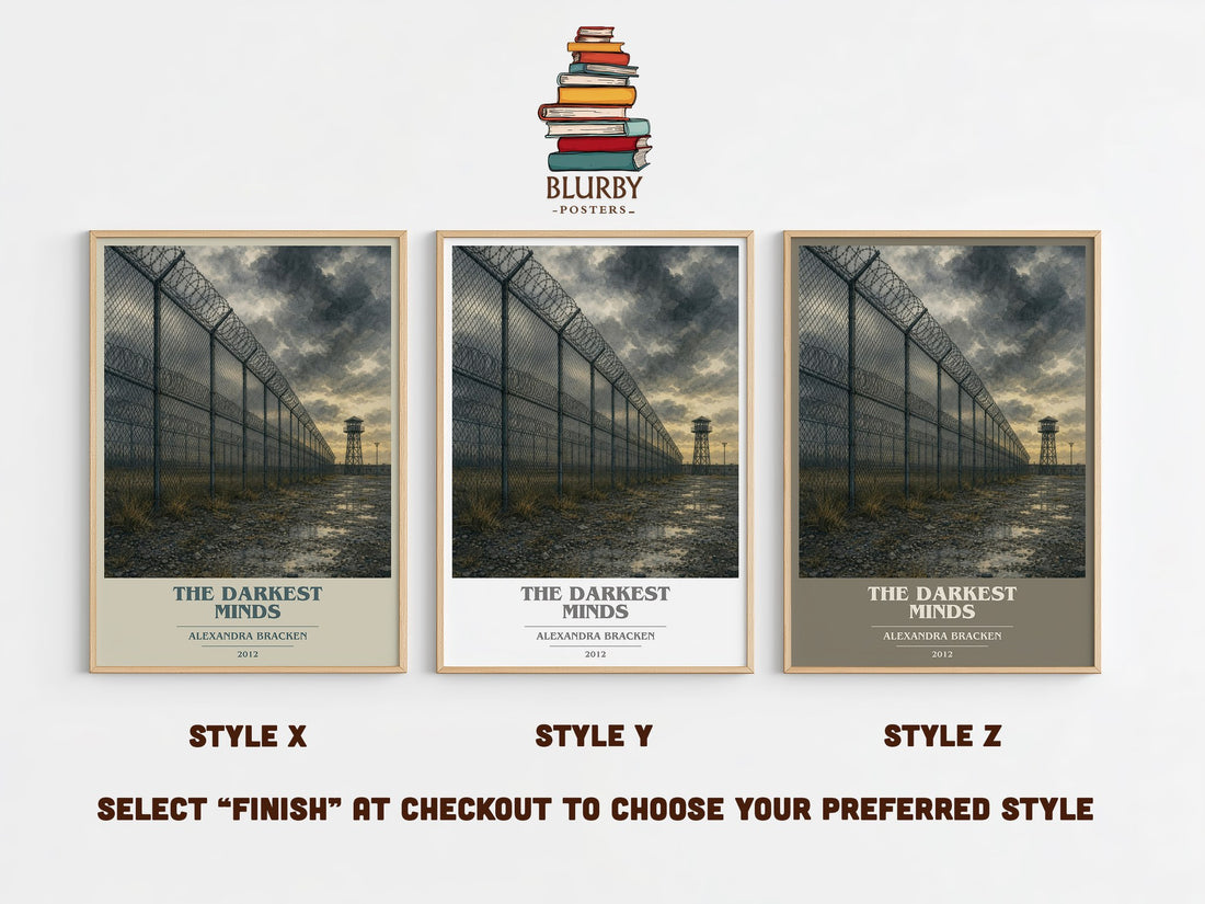 The Darkest Minds book cover print in frame leaning in hallway – dystopian wall art (mockup)